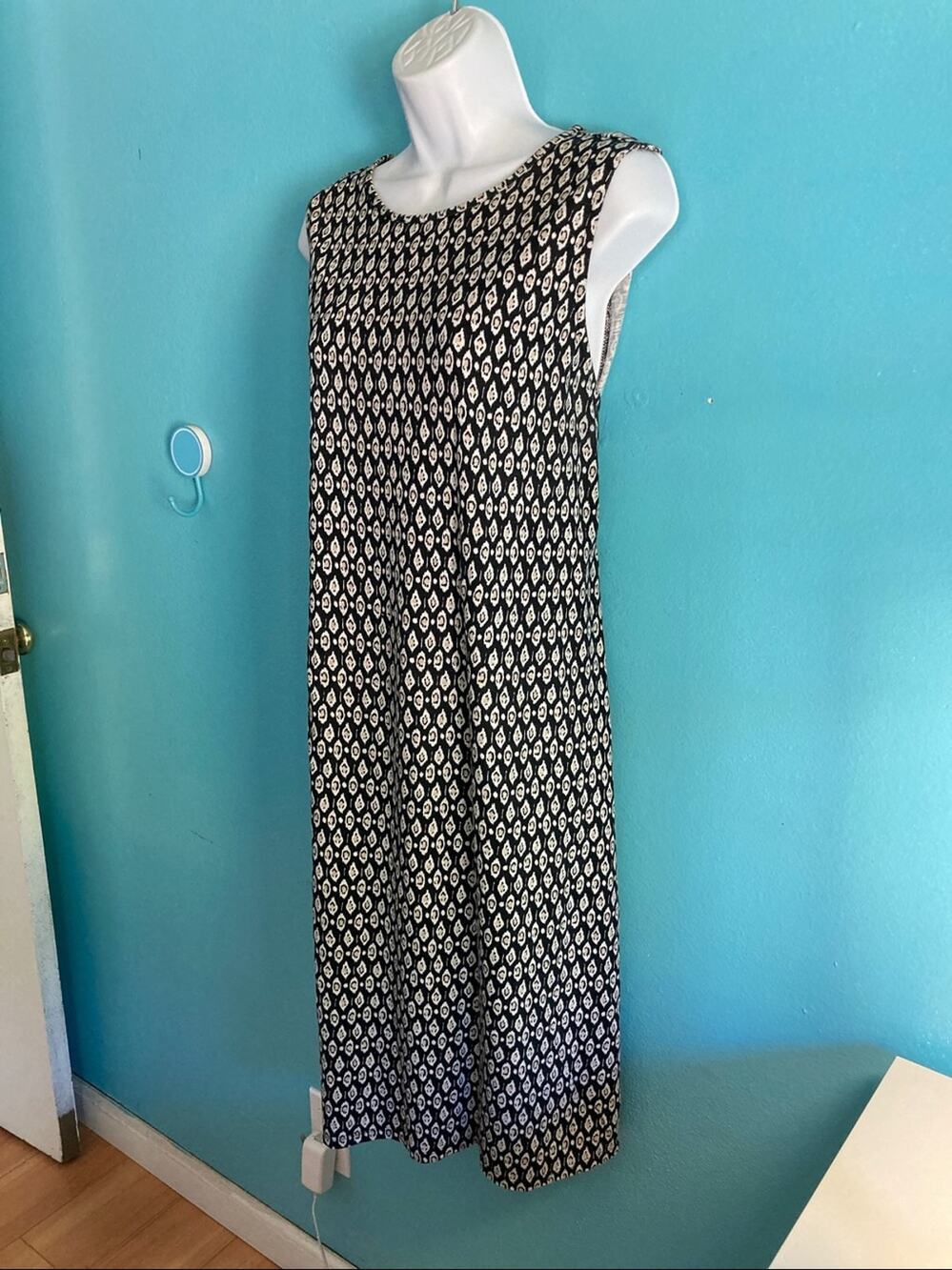 J Jill Womens Size XL Sleeveless Cotton Geo Print Shift Midi Dress